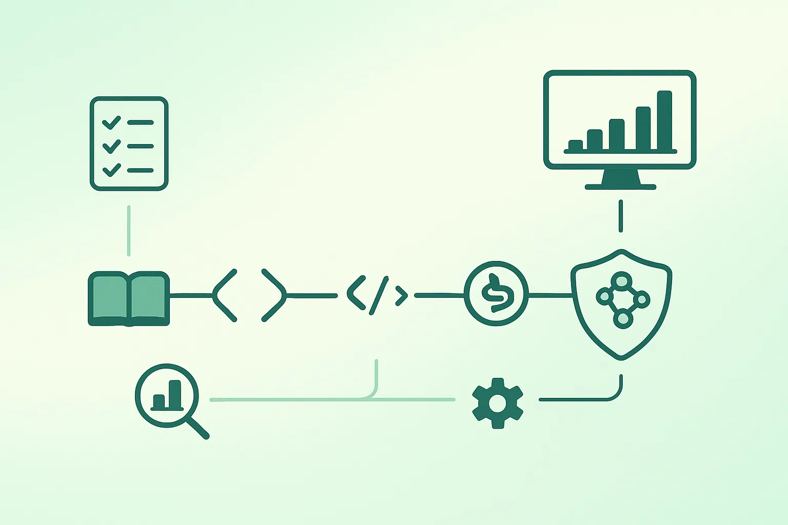 Illustration of a data scientist roadmap: Python, SQL, statistics, machine learning, and portfolio projects