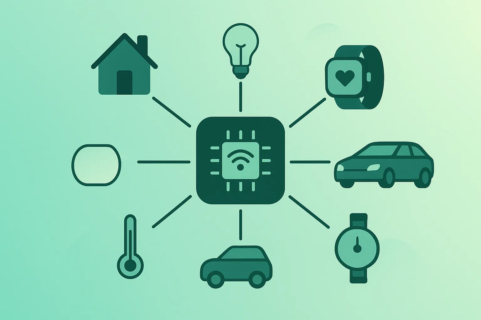 Illustration of Internet of Things concepts and connected devices